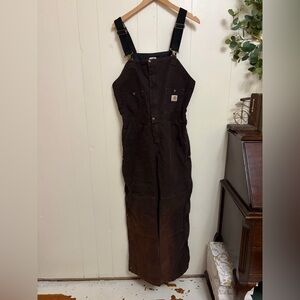Carhartt Brown Insulated WR027 Double Knee Carpenter Bib Overalls Women sz 8x30